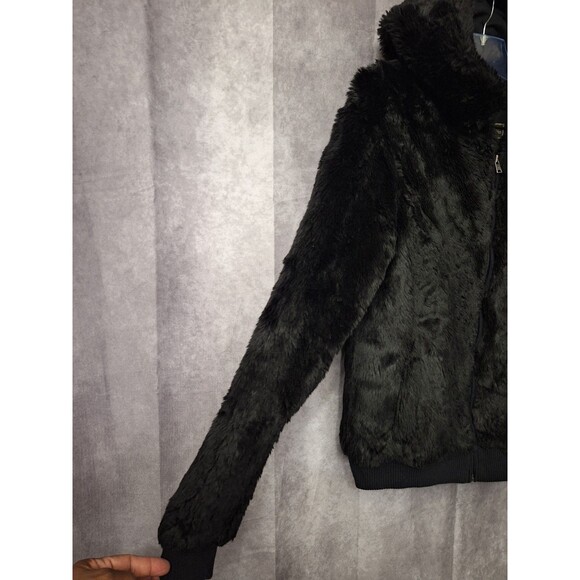 Victoria's Secret LOVE PINK Limited Edition Faux Fur Coat Sz L Hooded Zip Y2K - Picture 5 of 16